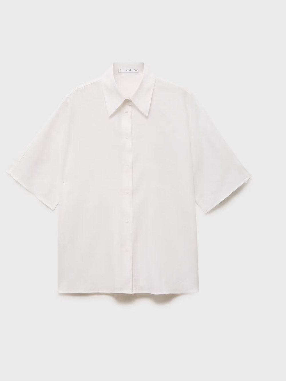 Mango White Short-Sleeve Linen blend Shirt NWT - Picture 2 of 5